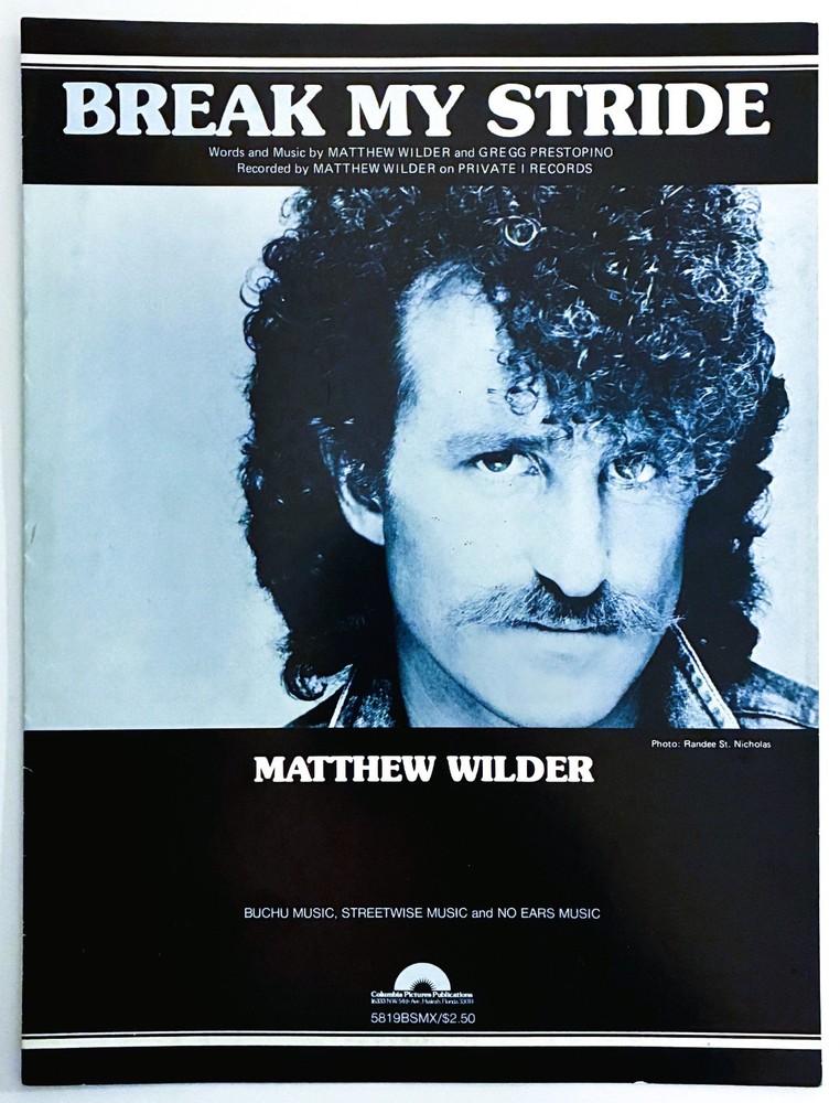 1983 MATTHEW WILDER « BREAK MY STRIDE » SHEET MUSIC – POP ROCK ERA