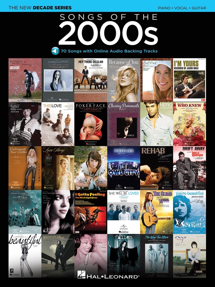 Songs of 2000s Decade Series for Piano Sheet Music 70 Hits Play-Along Book Audio