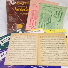 Sheet Music, Lot of 11, Songs for Accordion, Mostly 1950s