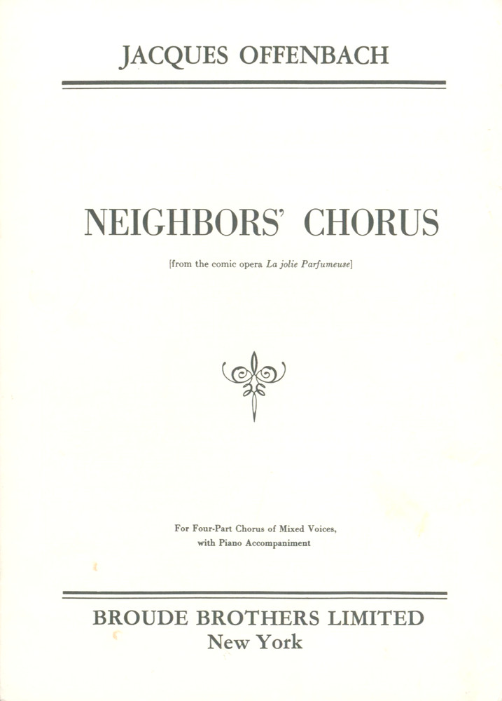 Offenbach Neighbors&rsquo; Chorus Sheet Music SATB Mixed Voices Piano 1954 Meyerowitz