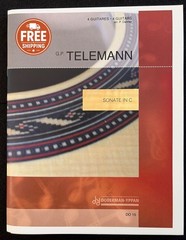 Guitar Quartet Sheet Music – Telemann Sonata in C – Full Score & Parts DO15