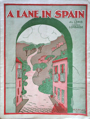 A Lane in Spain Antique Sheet Music by Al Lewis & Carmen Lombardo 1926