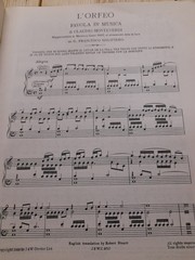 MONTEVERDI/ L&rsquo; ORFEO / ENGLISH AND ITALIAN VOCALS WITH PIANO