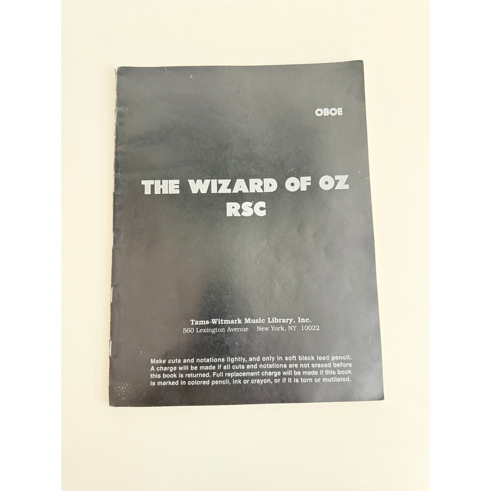 Wizard of Oz RSC Oboe Sheet Music Tams-Witmark Music Library Musical Book