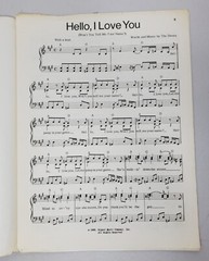 The Doors &lsquo;Hello, I Love You..&rsquo; Sheet Music (1968) Nipper Music Co. Vintage Rare