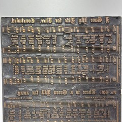 Antique Metal Printing Press Plate Sheet Music Green Hill Hymn 4 x 7