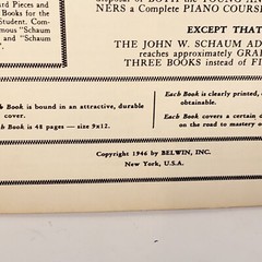 Vintage 1946 John W Schaum Adult Piano Course Book 1 Music Instruction Book