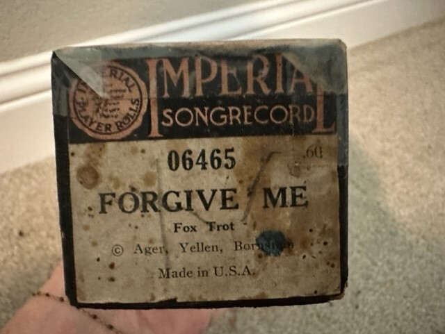 Imperial Word Player Piano Roll 06465 Forgive Me Fox trot Vintage TX