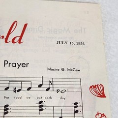 1956 Story World Sheet Music A Mealtime Prayer & Child&rsquo;s Story by M. McCaw