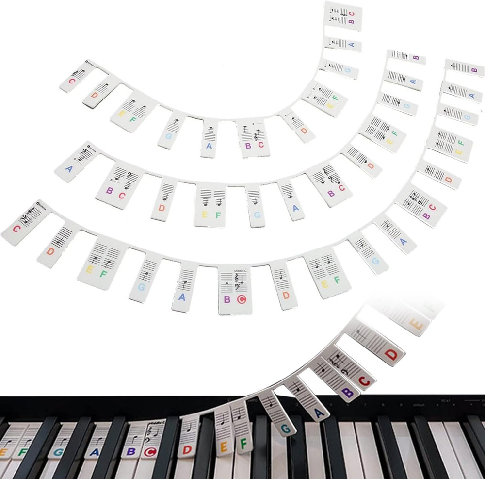 Piano Notes Guide for Beginners – 88-Key Full Size Piano Stickers, Removable