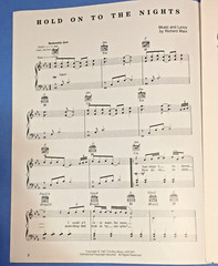 Hold On To The Nights Richard Mark 1987 Vintage Sheet Music Piano Vocal Guitar