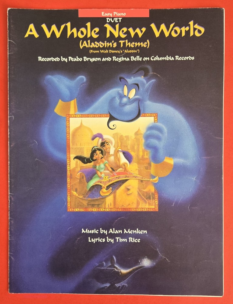 A Whole New World Sheet Music Duet Piano Guitar Vocals Walt Disney Aladdin Theme