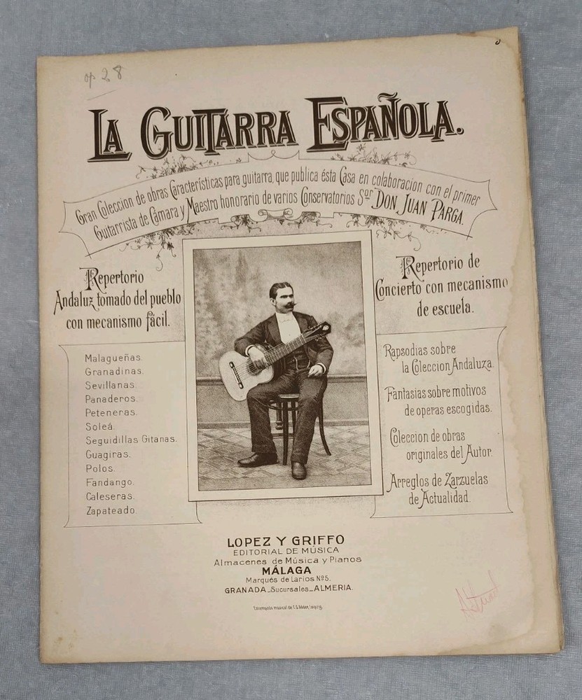 Juan Parga Guitar Sheet Music Classical Spanish Op 28 Classical Concerto Rare