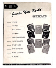Jumbo Note For The Elementary Pianist Sheet Music Book 12 Songs 1947