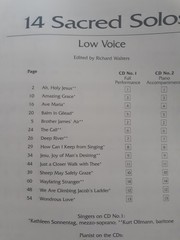 14 Sacred Solos The Vocal Library High Voice Sheet Music Book With 2 CDs