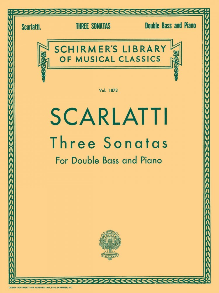 Three Sonatas Schirmer Double Bass and Piano Sheet Music NEW 050262450