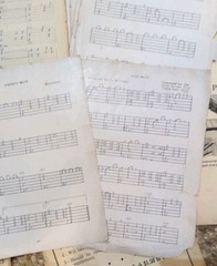 Mixed Media Art 1930 Ephemera Sheet Music instruction Equip Ads Handwritten