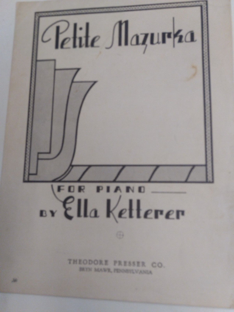 Vintage 1941 Petite Mazurka For Piano by Ella Ketterer Sheet Music