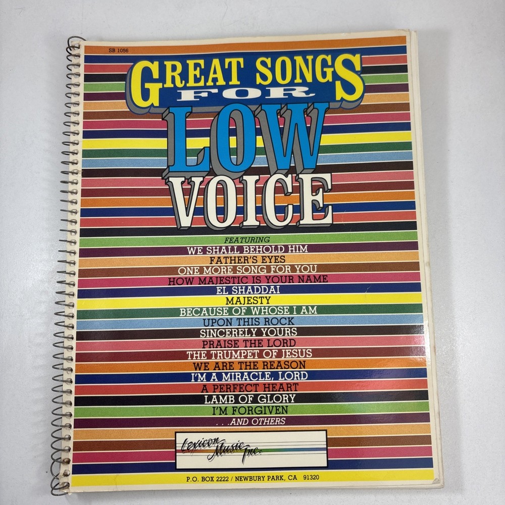 Great Songs for Low Voice Lexicon Music Songbook 1984 Christian Music