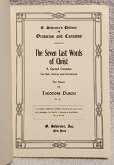 The Seven Last Words of Christ A Sacred Cantata by Theodore Dubois Schirmer 1926