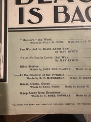 BB 1904 Revue Sheet Music MRS. BLACK IS BACK ‘Shadow Of The Pyramid’