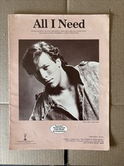 Jack Wagner All I Need Sheet Music Piano 1984 Yellowbrick Road Music USA 80-3
