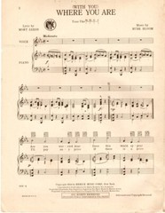 (With You) Where You Are, Mort Dixon & Rube Bloom, 1929 Antique sheet music