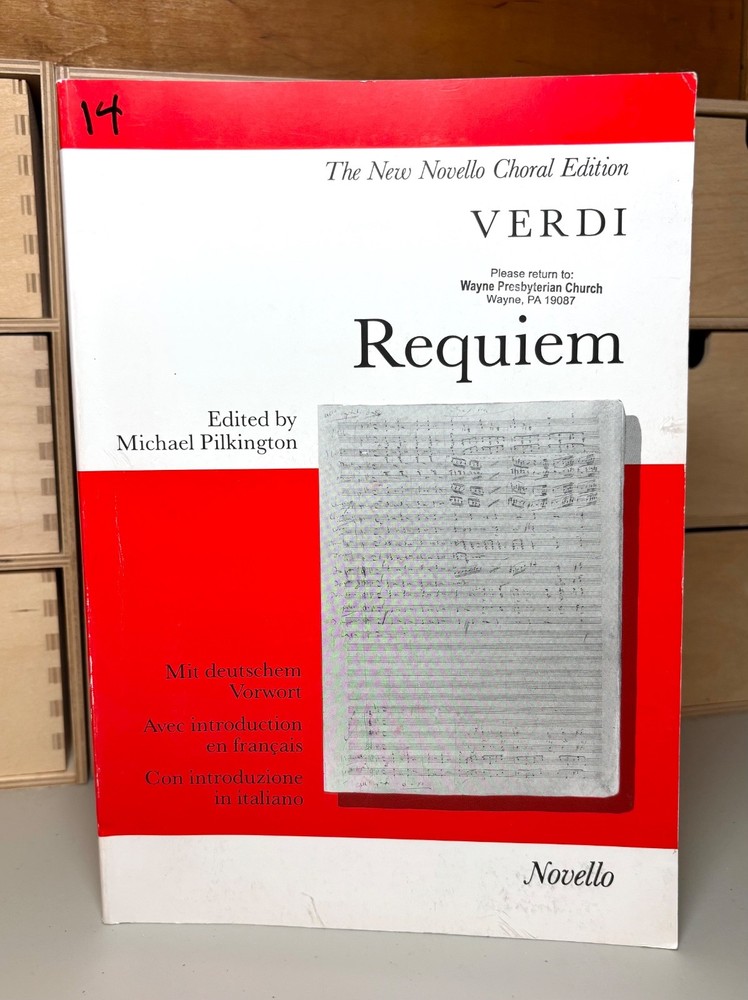 Verdi REQUIEM New Novello Choral Ed. Vocal Score PB 1993