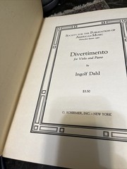 Divertimento For Viola & Piano By Ingolf Dahl, SPAM 1950 Parts and Score