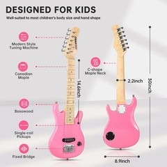 30 Inch Kids Electric Guitar Beginner Kits ST Style Mini Electric Guitar for …