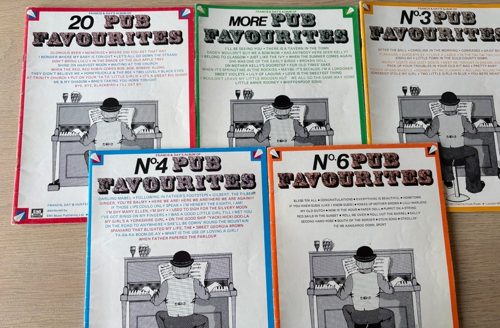 PUB FAVOURITES 5 X SONG BOOKS (1967-80) 100 SONGS POP FOLK ENGLAND