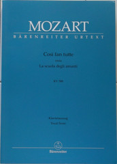 Mozart: Cosi fan tutte (Trade Paperback, 2016, Barenreiter Urtext) EXCELLENT
