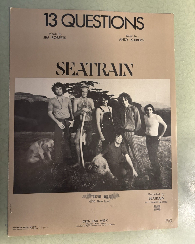 Seatrain 13 Questions Sheet Music Piano/Voice/Guitar Solo Rock Warner Bros.