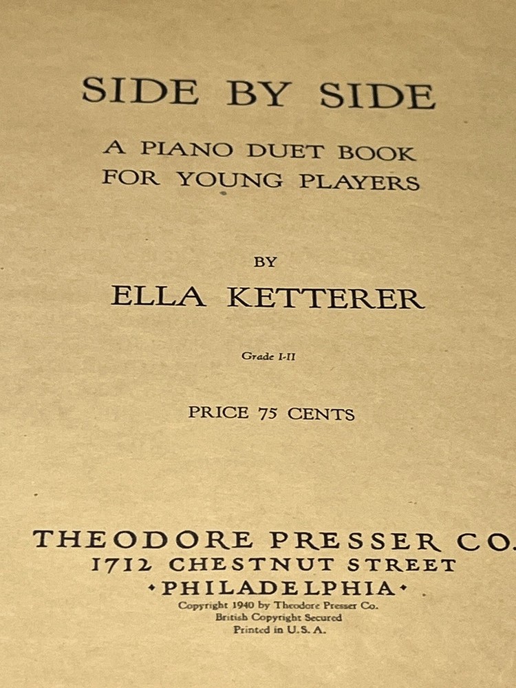 Side by Side 1940 Ella Ketterer A Piano Duet Book For Young Players Vintage