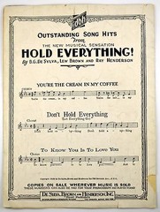 Hold Everything! You&rsquo;re The Cream In My Coffee 1928 Female Boxer SHEET MUSIC