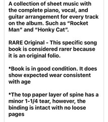 Elton John Honky Chateau Songbook for Piano, Voice & Guitar Rock, Dick James