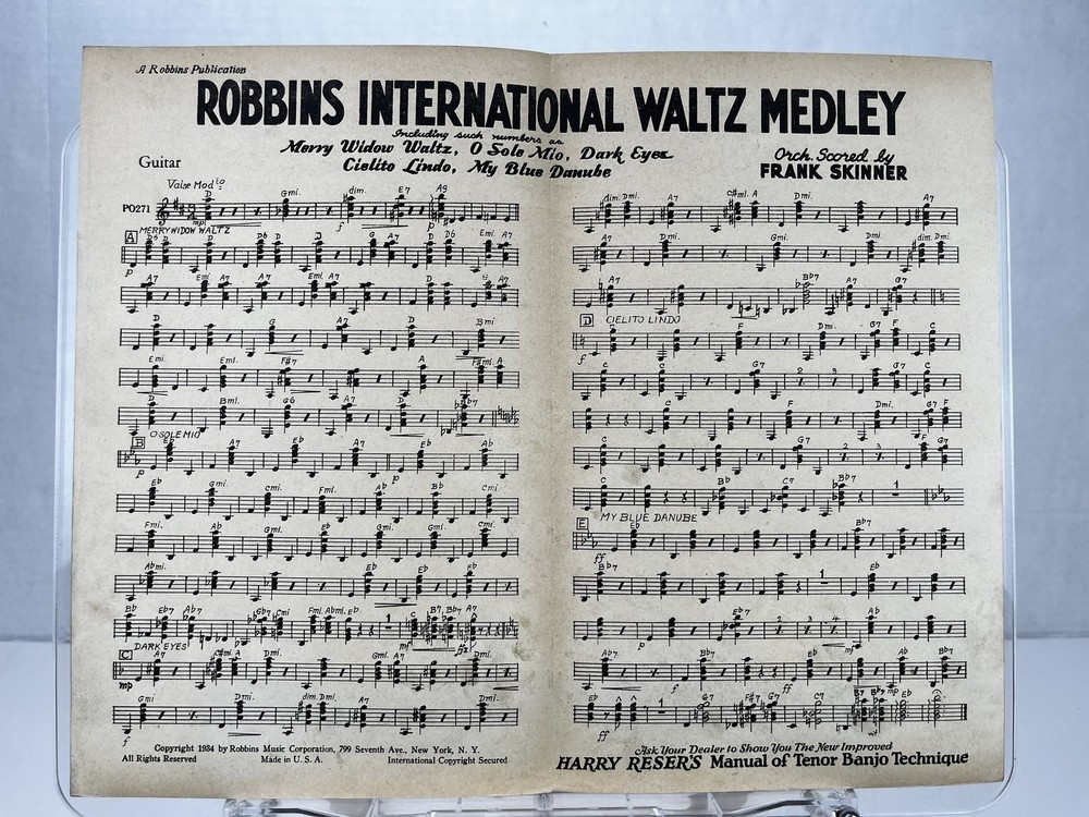 Robbins International Waltz Medley Sheet Music Frank Skinner Guitar