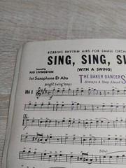 Sing, Sing, Sing Rhythm Airs Small Orchestra Vintage Full Score Robbins Music