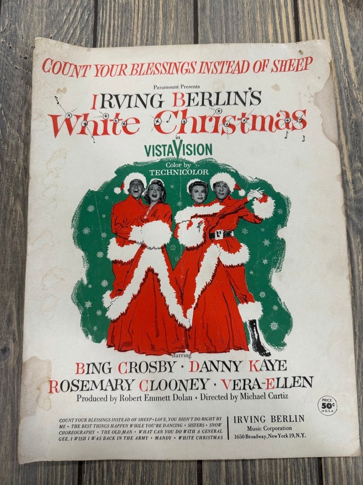 White Christmas Vocal Sel. Sheet Music P/V/G Irving Berlin 1952 48pp