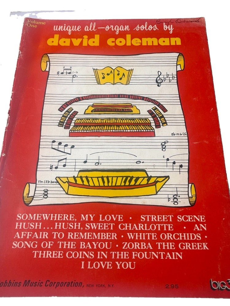 VTG David Coleman Unique All Organ Solos Vol 1 1965 Robbins Songbook