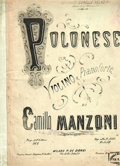 Polonese sheet music Camillo Manzoni Violin, piano duet, published 19th C Italy
