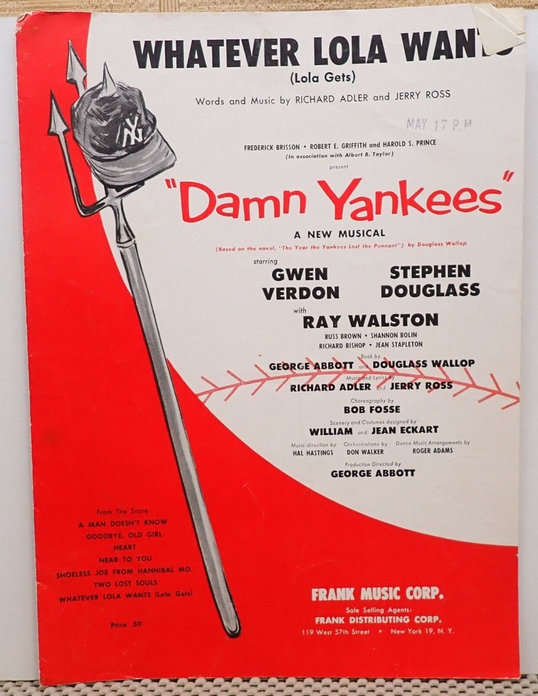 Whatever Lola Wants – Richard Adler & Jerry Ross – Sheet Music 1955