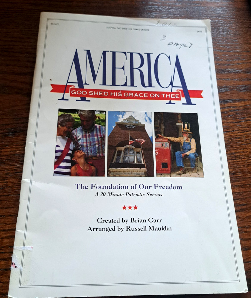 AMERICA: God Shed His Grace On Thee Choral Book /Songbook Mauldin Patriotic 1990