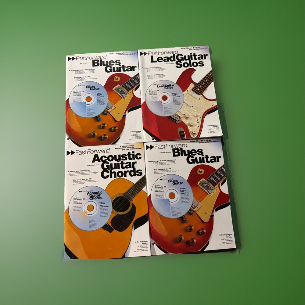 Fast Forward Guitar Tab Book Lot Of 4 Acoustic Blues Lead Guitar W/ CD’s New!