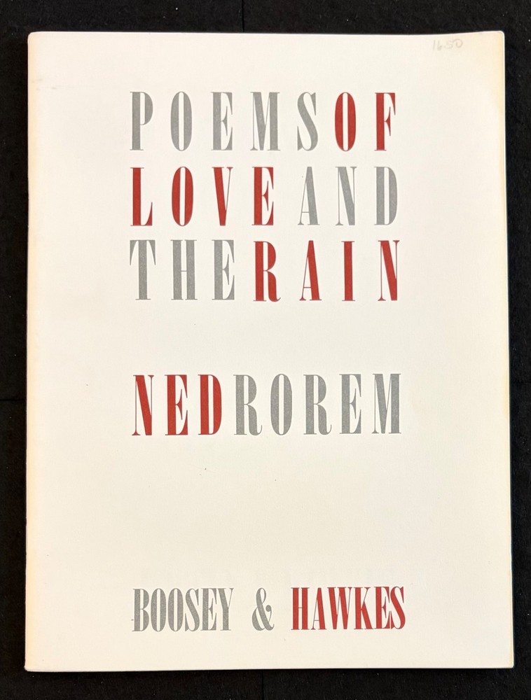 Ned Rorem Poems of Love and the Rain Low Voice Mezzo-Soprano Piano Song Cycle