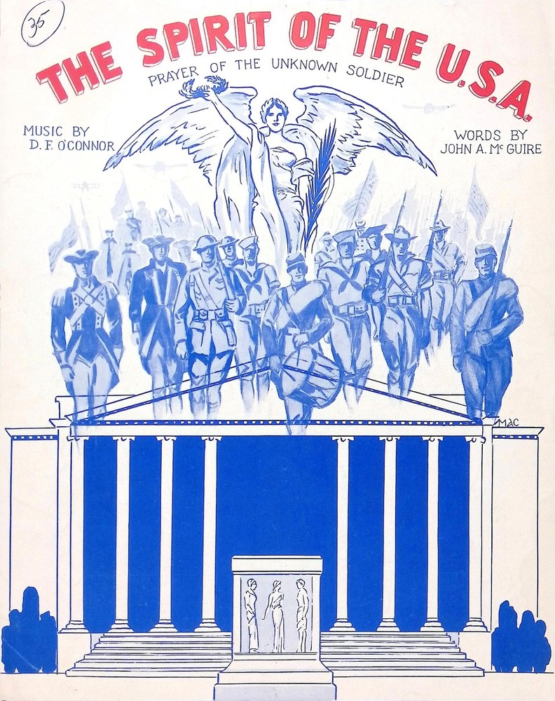 Spirit Of The USA Sheet Music Prayer Of Unknown Soldier Patriotic Military 1941