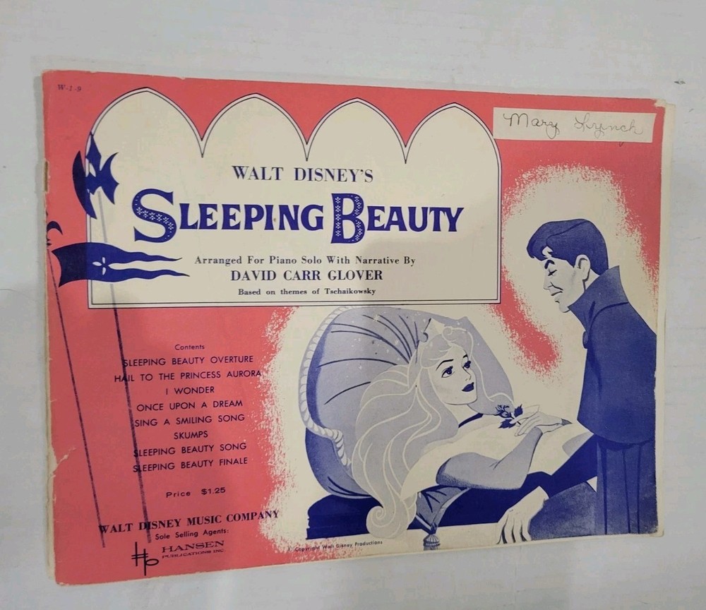 1959 Sleeping Beauty-Walt Disney Piano Music Book Vintage- Rare