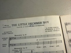Vintage The Little Drummer Boy By Harry Simeone Music Sheet Mixed Voices S.A.T.B