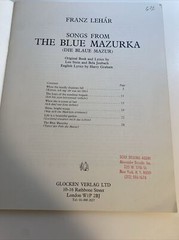 SONGS FROM « THE BLUE MAZURKA » BY FRANZ LEHAR – PIANO SHEET MUSIC SONGBOOK abv