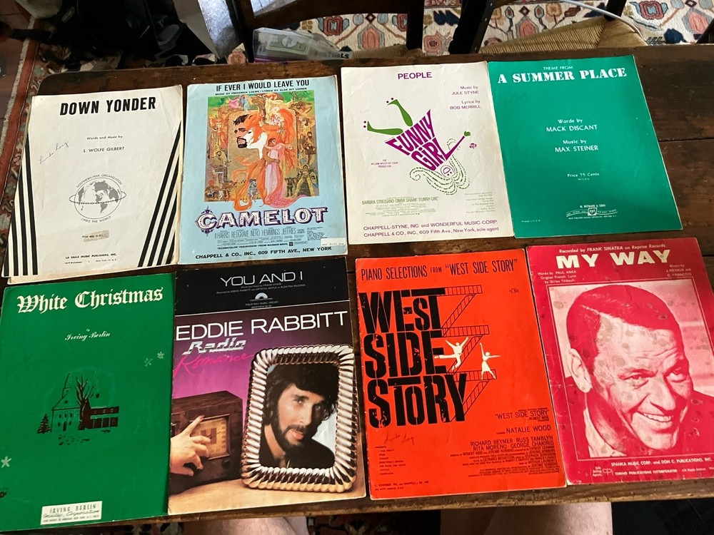Vintage Sheet Music & Piano Book Lot – Show Tunes, Standards, Holiday, Movies